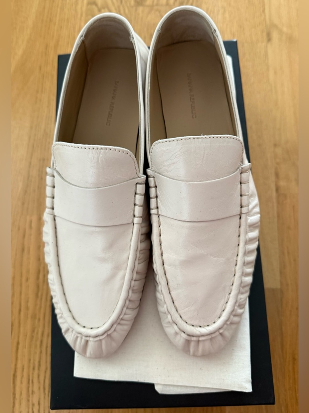 Beige All Leather Loafers